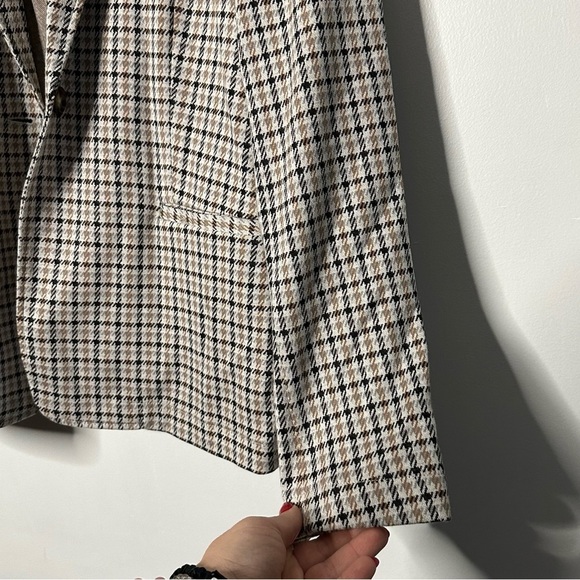 NWT Lands' End Women's Jersey Single Button Blazer Houndstooth Brown Size XL - Picture 5 of 10